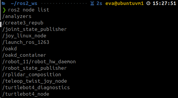 ROS node list